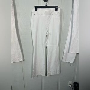 INC White Flare Leg Pull On Slacks Size PM EUC